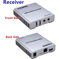 KVM переключатель USBTOP RJ45 UTP (LAN) до 60 метров, FullHD 1080p (1 приемник, 1 передатчик)