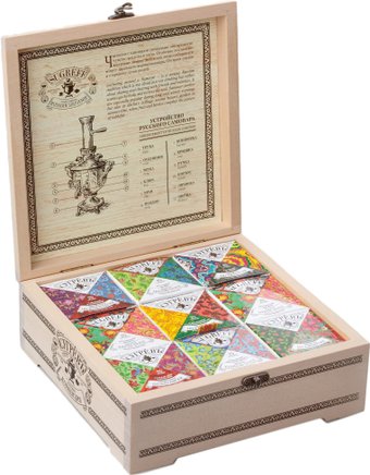 Сугревъ Коллекция из 9 чаев в деревянной шкатулке 225 г