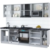 Готовая кухня Интерлиния Мила Gloss 2.6-ПМ2 (кашемир/кашемир/дуб бунратти)