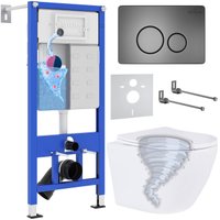 Унитаз подвесной Roxen Antares Tornado в комплекте с инсталляцией StounFix Dual Fresh 6 в 1 968390 (кнопка: оружейная сталь) в Витебске