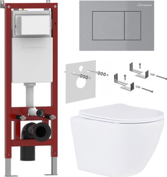 Roxen Antares в комплекте с инсталляцией Asten Readle Zentralmodul AR0601-185M с кнопкой сатин (хром матовый)