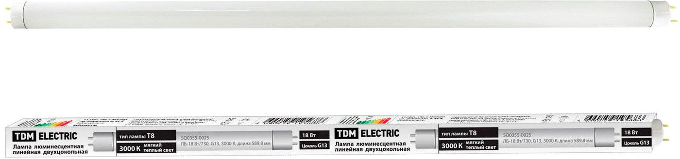 

Люминесцентная лампа TDM Electric ЛЛ-18Вт/630 T8/G13 3000 К SQ0355-0025