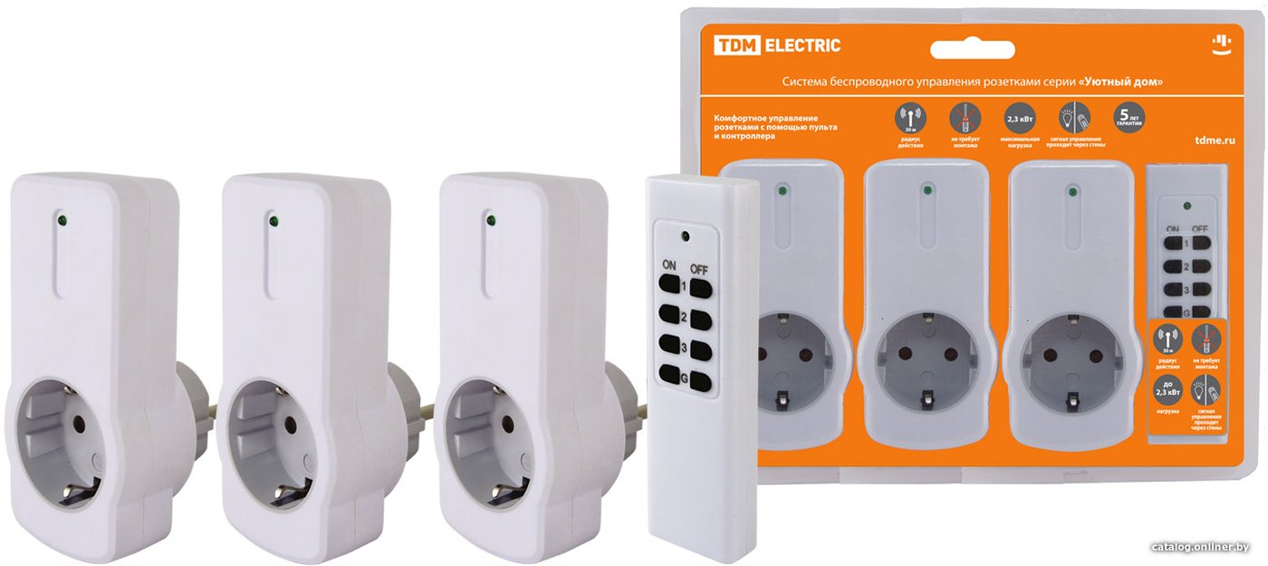 Умная розетка TDM Electric ПУ3-Р1.3 (3 приемника) SQ1508-0205