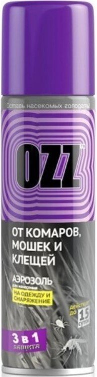 

Аэрозоль против насекомых Ozz от комаров, мошек и клещей 020608 (150 мл)