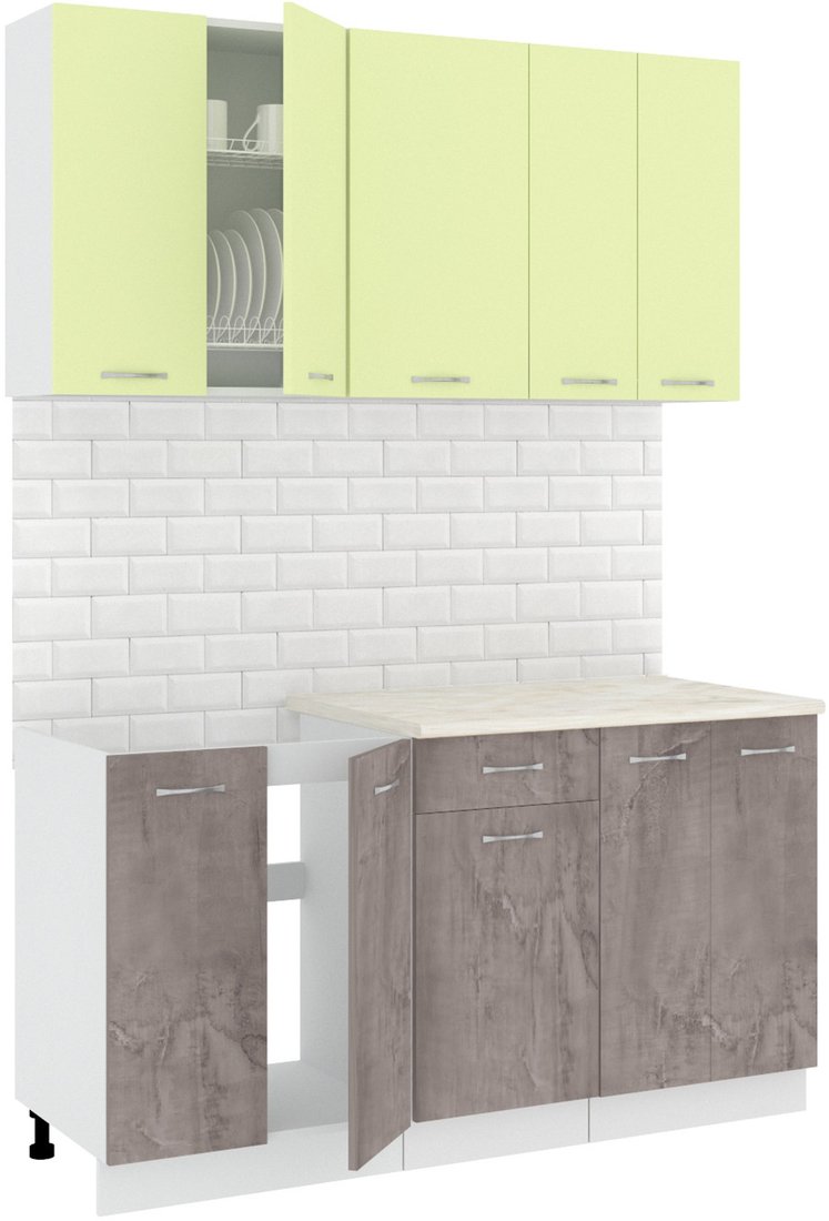 

Готовая кухня Кортекс-мебель Корнелия Лира-лайт 1.5м (салатовый/оникс/королевский опал)