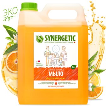 Synergetic Мыло жидкое для мытья рук и тела Фруктовый микс 5 л