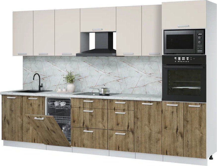 

Готовая кухня Интерлиния Мила Лайт 3.25-ПМ3 (персидский жемчуг/дуб веллингтон/серый каспий)