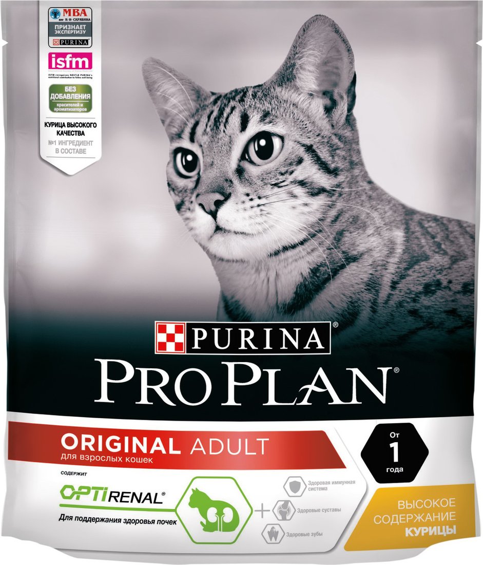 

Сухой корм для кошек Pro Plan Original Adult OptiRenal с курицей 400 г