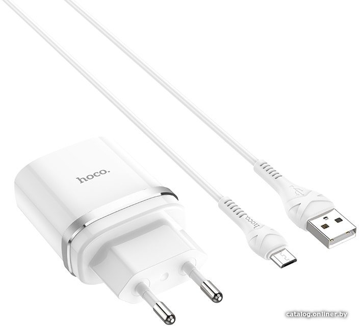 Сетевое зарядное Hoco C12Q microUSB (белый)