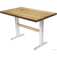 Кухонный стол Buro7 Двутавр 120 (классика, дуб натуральный/белый)