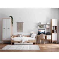 Шкаф-пенал Мебельград Калгари 1-дверный (дуб натуральный светлый/белый матовый)