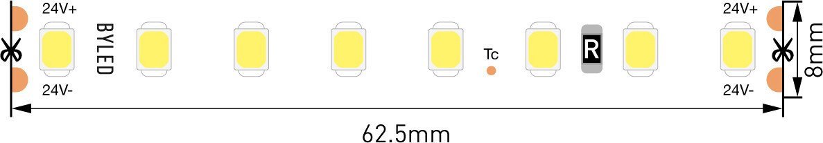 Светодиодная лента Byled BLS2835-128-24-9.6-NW-LUX