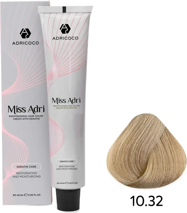 

Крем-краска Adricoco Miss Adri 10.32 (100мл, платиновый блонд золотистый перламутровый)
