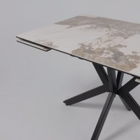 Кухонный стол Lepremo AV 2111 МДФ+керамика раздвижной 1200-1800x800 (белый глянцевый Pandora/черный)