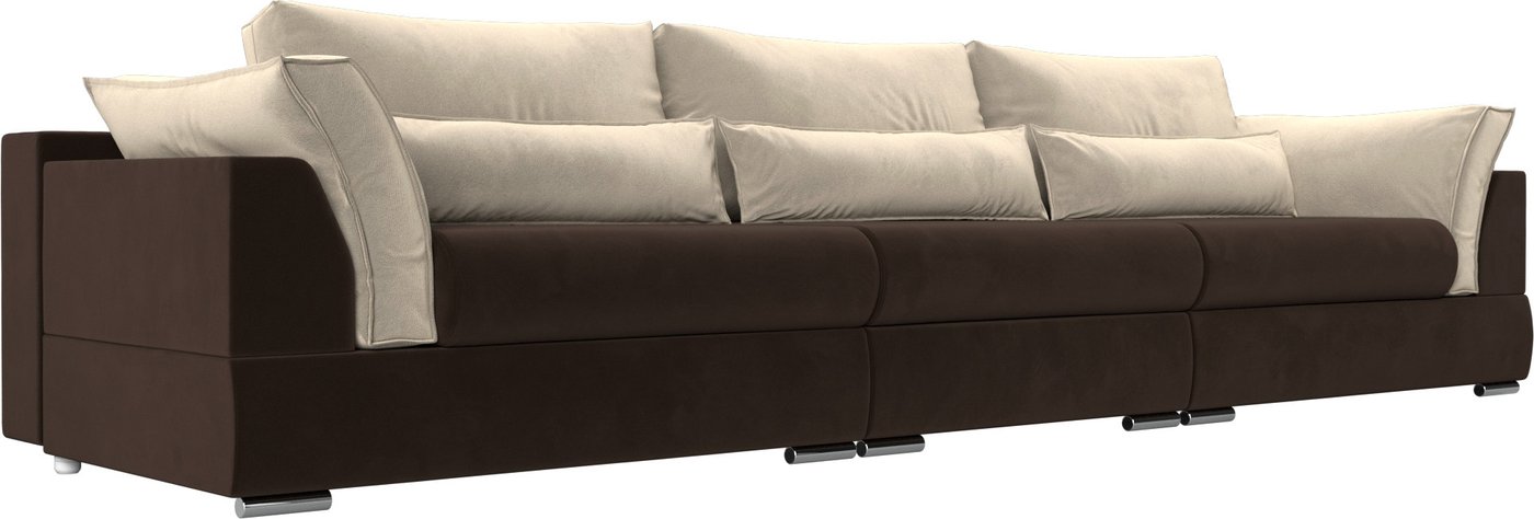 

Диван Лига диванов Пекин Long (микровельвет коричневый/подушки микровельвет бежевый)