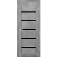 Межкомнатная дверь Юркас Stark ST8 ДО 80x200 (бетон светлый/lacobel черный лак)