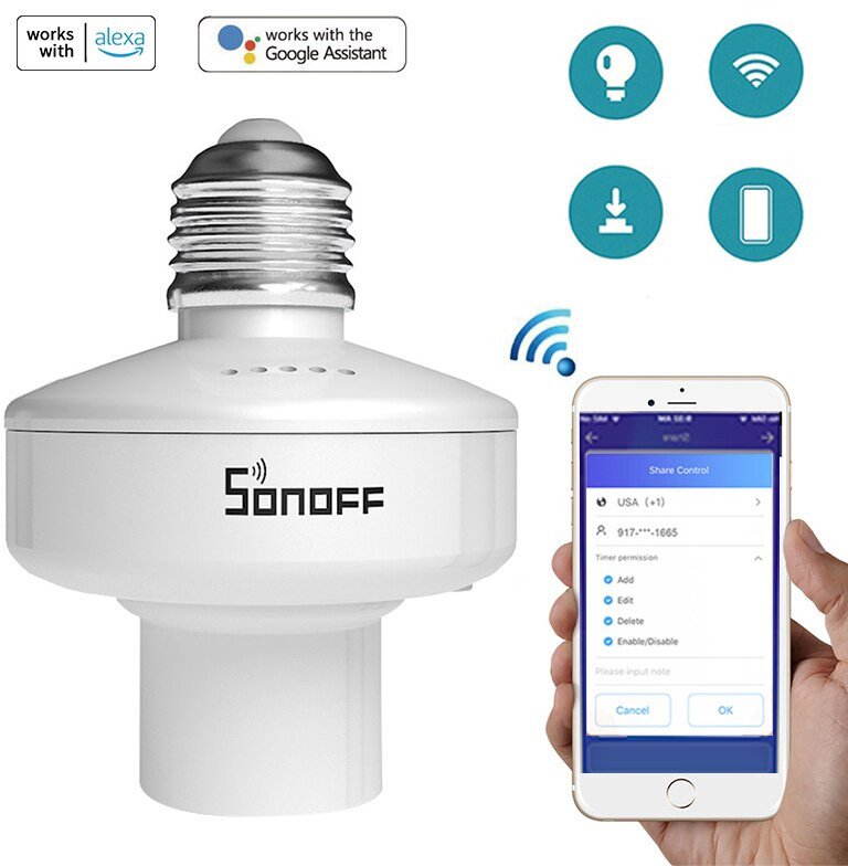 

Умный патрон для лампочки Sonoff Slampher R2