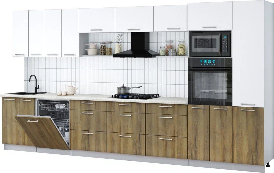 

Готовая кухня Интерлиния Мила Gloss 4.0-ПМ1 (дуб вотан/белый/опал светлый)