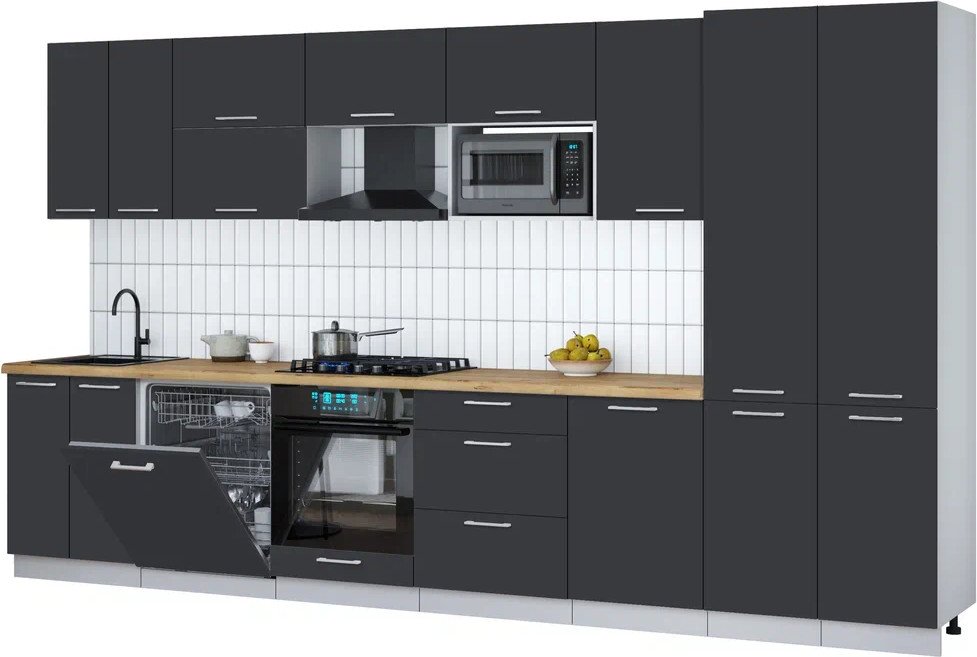 

Готовая кухня Интерлиния Мила Gloss 3.7-ПМ2 (пепел/пепел/дуб бунратти)