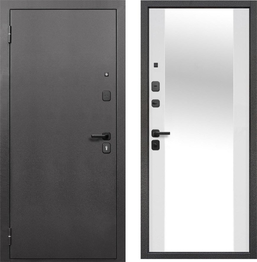Металлическая дверь Guard Зеркало серебристый/белый матовый (96x205, левая)