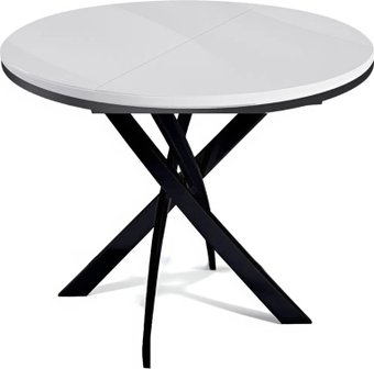 Кухонный стол DikLine Rs90 (черный/стекло белое/опоры черные)