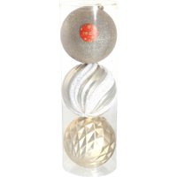 Елочная игрушка Зимнее волшебство Праздничное ассорти 1305764 (3шт, белый/золото)