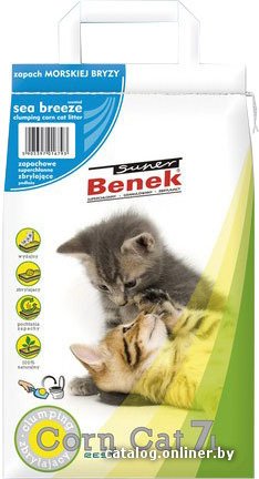 Наполнитель для туалета Super Benek Corn Cat Морской бриз 25 л