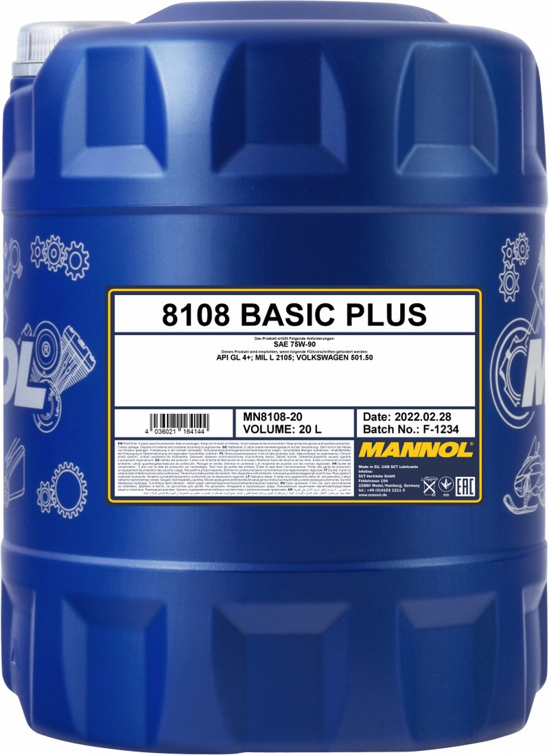

Трансмиссионное масло Mannol Basic Plus 75W-90 API GL 4+ 20л