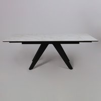 Кухонный стол Lepremo AV 2122 МДФ+керамика раздвижной 1400-2000x850 (белый глянцевый Carla Larkin/черный)