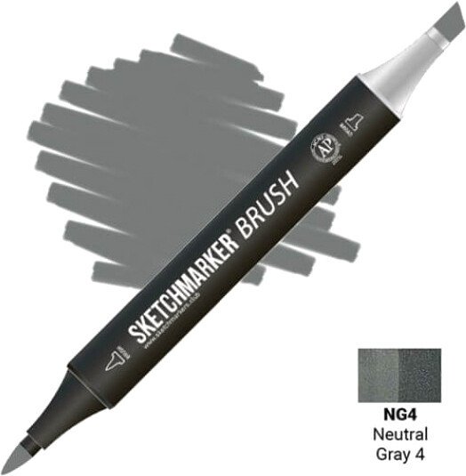 

Маркер художественный Sketchmarker Brush Двусторонний NG4 SMB-NG4 (нейтральный серый 4)