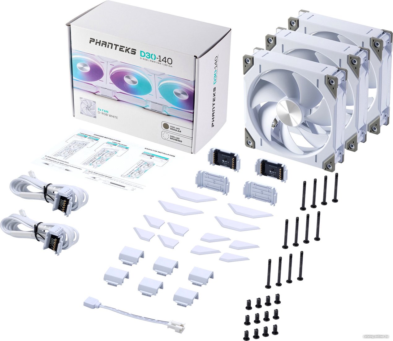Комплект вентиляторов для корпуса Phanteks D30-140 D-RGB Regular White Triple PH-F140D30_DRGB_PWM_WT01_3P