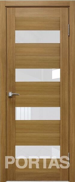 

Межкомнатная дверь Portas S23 70x200 (орех карамель, стекло lacobel белый лак)
