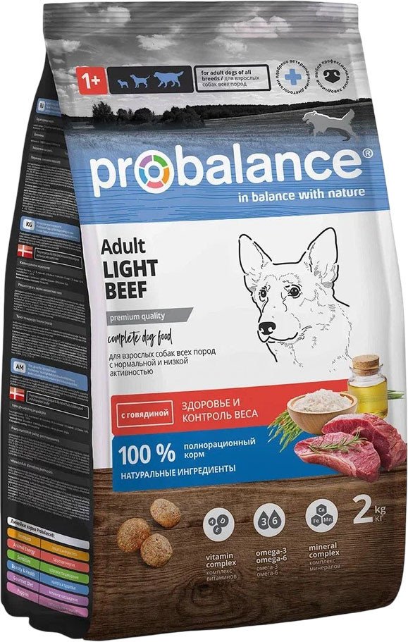 

Сухой корм для собак Probalance Adult Light Beef С говядиной 2 кг