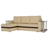 Угловой диван Craftmebel Атланта М угловой 2 стола (боннель, левый, бежевая экокожа)