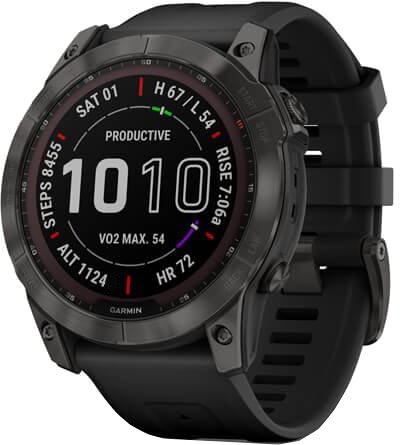 

Умные часы Garmin Fenix 7X Sapphire Solar (серый карбон/черный)