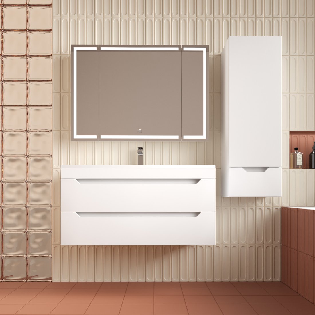 

Symbolite Тумба под умывальник Остин 100 Plus 2 ящика (подвесная, белый)