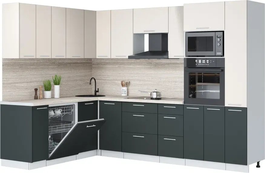 

Готовая кухня Интерлиния Мила Лайт 1.896х2.88 (персидский жемчуг/антрацит/травертин серый)