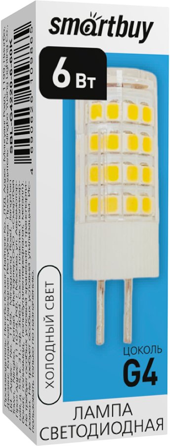 

Светодиодная лампочка SmartBuy G4220-6W/6000/G4220 SBL-G4220-6-60K
