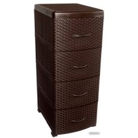 Комод ВиолетПласт Ротанг 4 секции (коричневый)