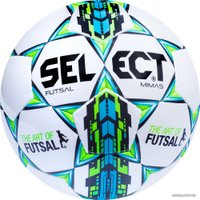 Футбольный мяч Select Futsal Mimas (4 размер, белый/синий/салатовый)