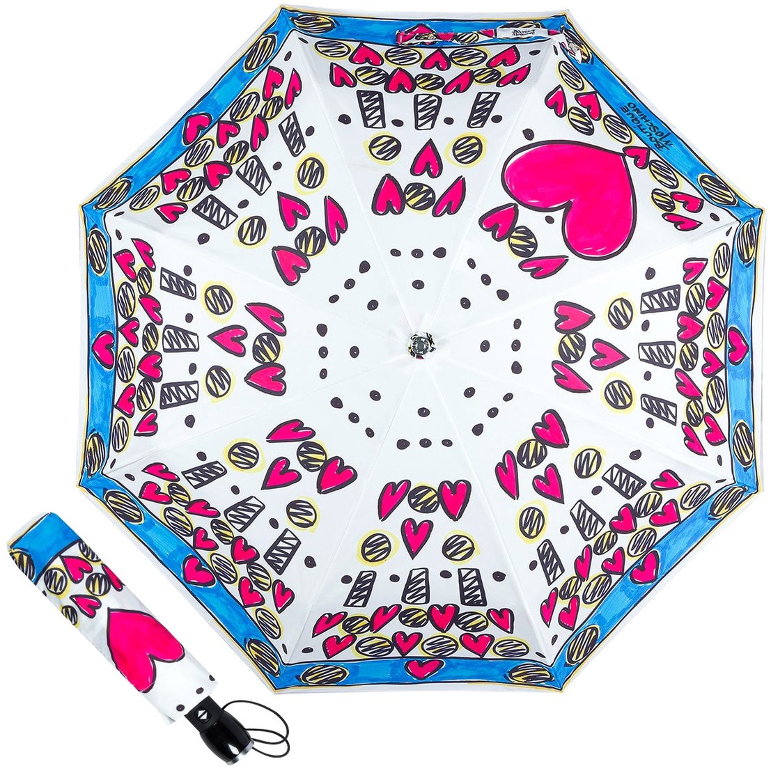 

Складной зонт Moschino 7027-OCA Hearts Multi