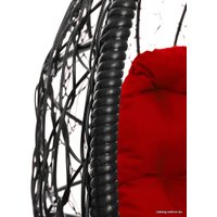 Кресло M-Group Кокос на подставке 11590406 (черный ротанг/красная подушка)