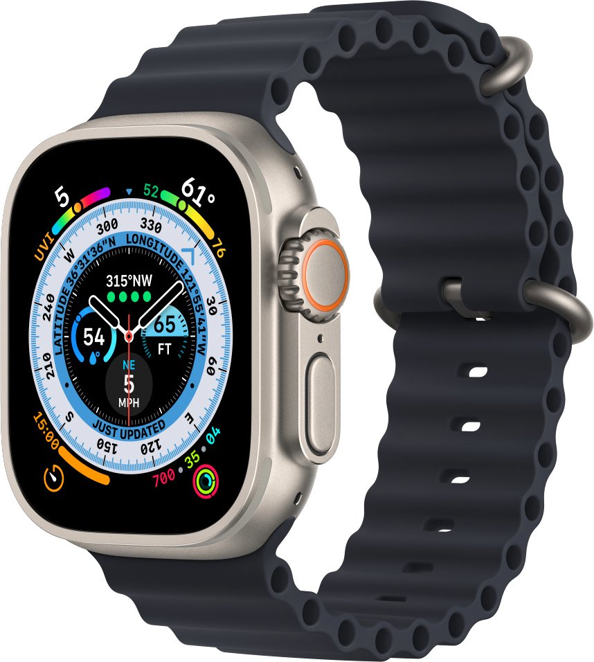 

Умные часы Apple Watch Ultra LTE 49 мм (титановый корпус, титановый/темно-серый, ремешок из эластомера)