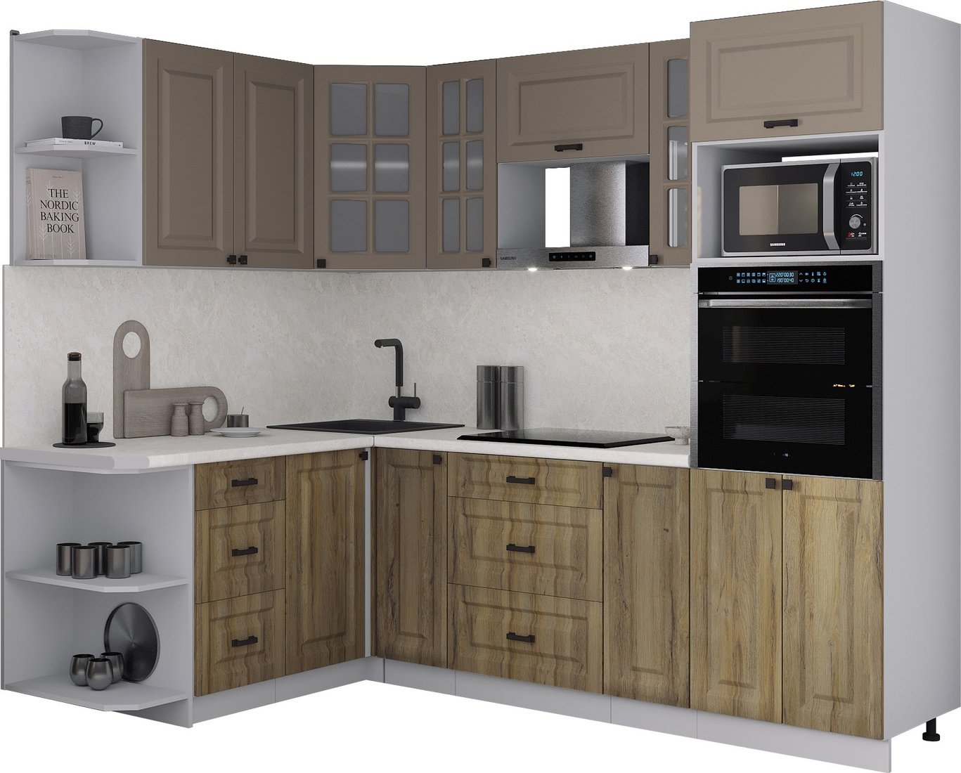 

Готовая кухня Интерлиния Мила Деко 1.68x2.4 LV (дуб вотан/луна/опал светлый)