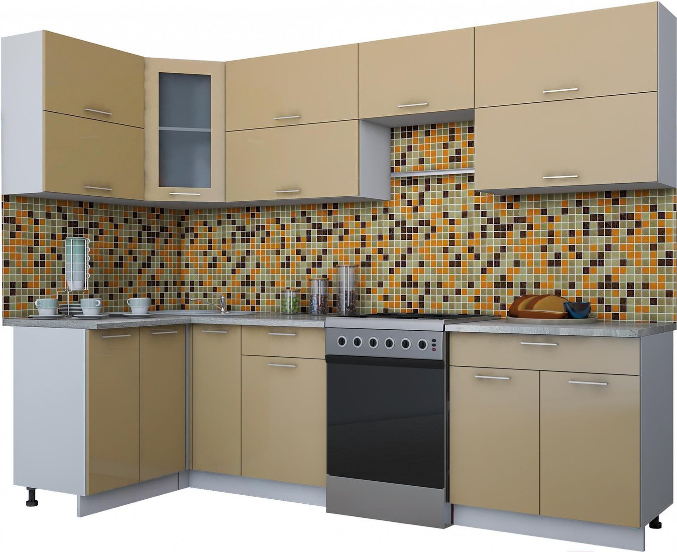 

Готовая кухня Интерлиния Мила Gloss 60-12x28 (капучино глянец)