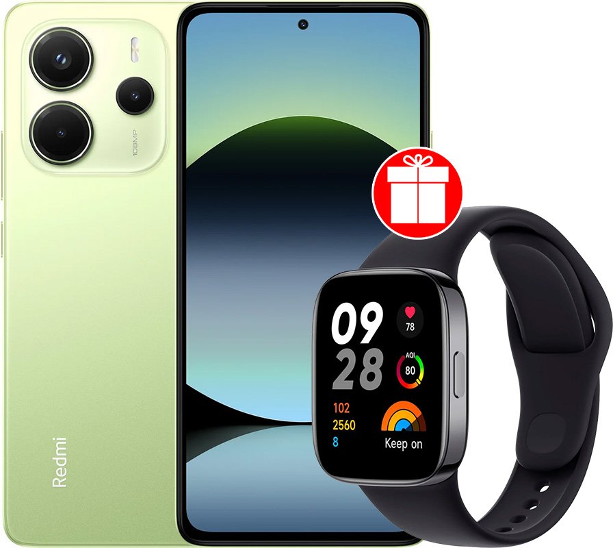 

Телефон Xiaomi Redmi Note 14 8GB/256GB международная версия (зеленый) + умные часы Xiaomi Redmi Watch 3 (черный) по акции