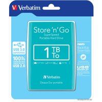 Внешний накопитель Verbatim Store 'n' Go с USB 3.0 1TB (бирюзовый) [53174]