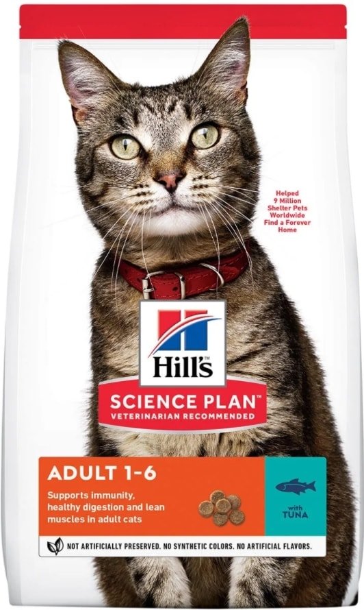 

Сухой корм для кошек Hill's Science Plan Adult 1-6 with Tuna для взрослых кошек для поддержания жизненной энергии и иммунитета, с тунцом 3 кг