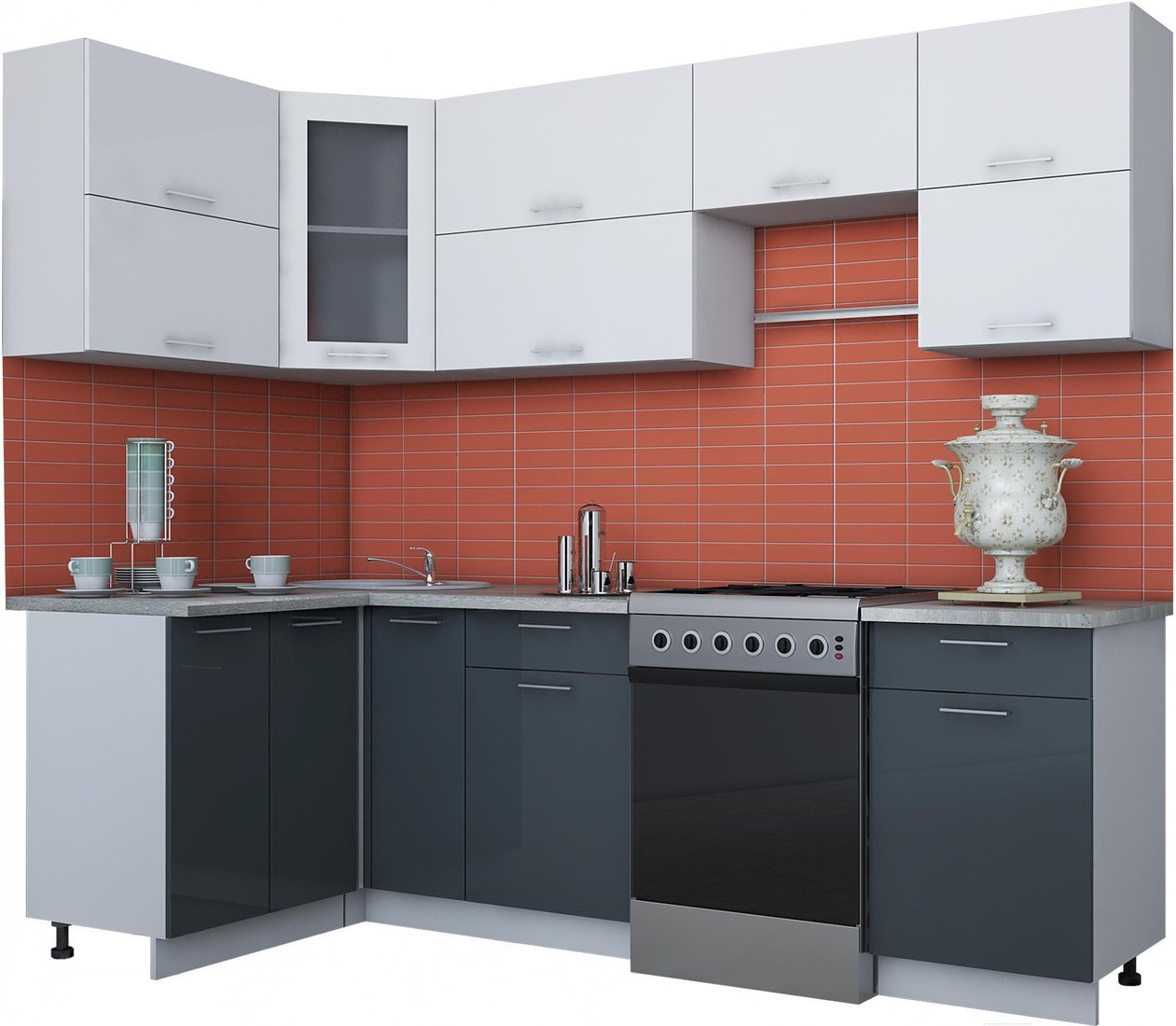 

Готовая кухня Интерлиния Мила Gloss 60-12x25 (белый/асфальт глянец)