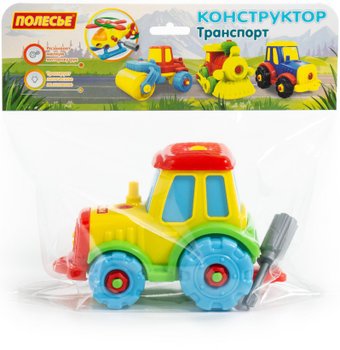 Конструктор Полесье 77769 Трактор (желтый)